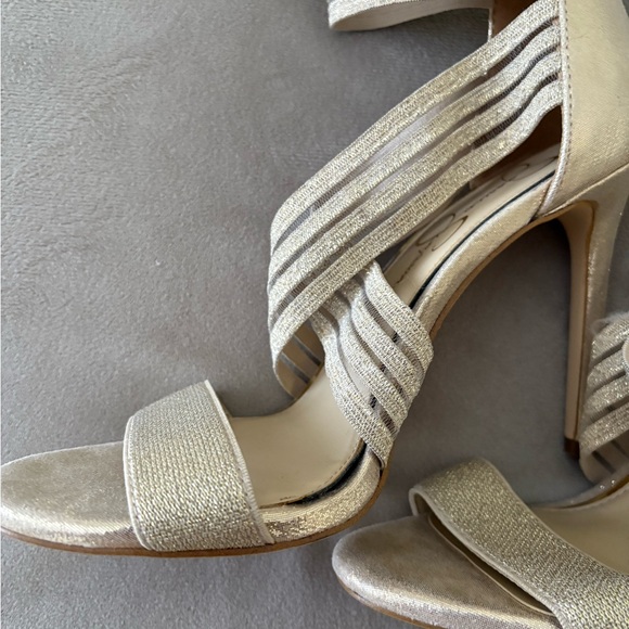 Jessica Simpson Sandals Gold Strappy Heels Leather Party Size 7 - Picture 4 of 11
